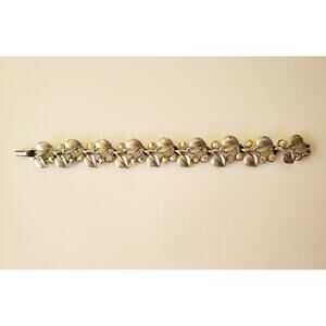 Vintage 1960s BSK AB Clear Rhinestone Floral Bracelet